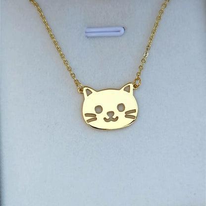 Collier Chat en argent 925 rhodié en or