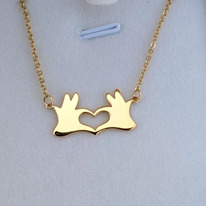 Collier Main et Cœur en argent 925 rhodié en or