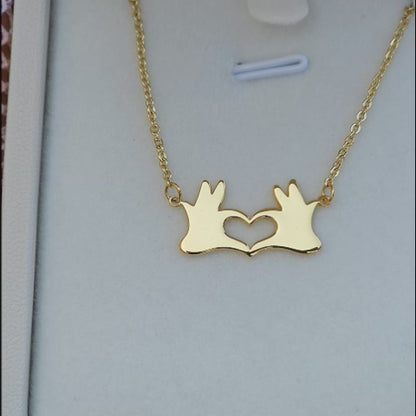 Collier Main et Cœur en argent 925 doré
